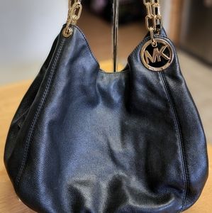 Michael Kors Fulton Hobo Black Soft Leather Shoulder Bag